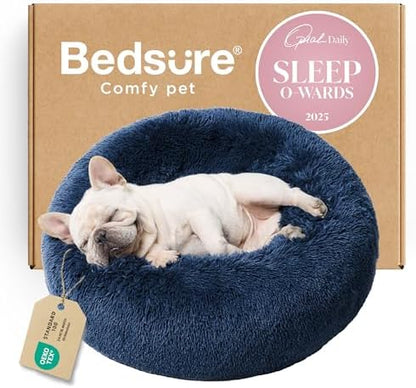 Bedsure Calming Small Dog Bed Donut Washable Cat＆Puppy Bed,23 inches Navy by BEDSURE
