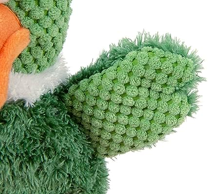 goDog Checkers Sitting Duck Squeaky Plush Dog Toy, Chew Guard Technology - Green, Large - Image 4