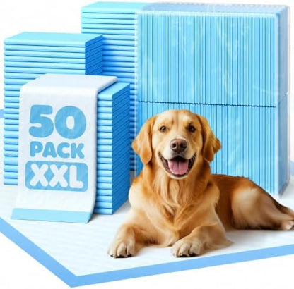 Powools Puppy Pads for Dogs, 38x28 in, 6-Layer Leakproof, 50-Pack by Powools