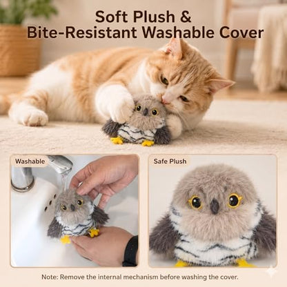 Flapping Bird Cat Toy, Cuckoo Plush Touch Activated Bird Chirp Cat Toy with Refillable Catnip, USB Rechargeable Interactive Kitten Exercise Toy,4.92"(No Flying) - Image 7