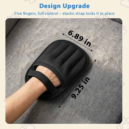 SUETT Pet Hair Removal Gloves, Reusable Five-Finger Grooming Gloves for Dogs and Cats, Removes Pet Hair from Clothes, Sofas, Carpets, and Car Seats, Black - Image 2