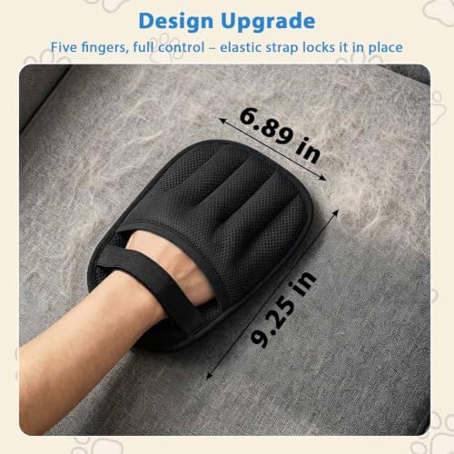 SUETT Pet Hair Removal Gloves, Reusable Five-Finger Grooming Gloves for Dogs and Cats, Removes Pet Hair from Clothes, Sofas, Carpets, and Car Seats, Black - Image 2