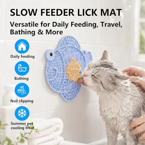 Cat Slow Feeder Fish Lick Mat with Suction Cup for Anxiety Relief - Image 3