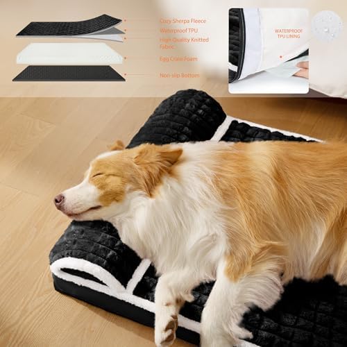 Orthopedic Large Dog Bed Pillow Pet Sofa Bed 48''X30'' Black - Image 3