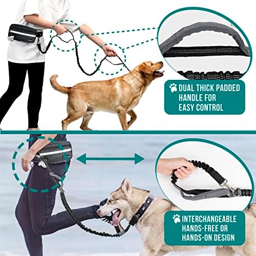 PetAmi Hands Free Dog Leash Waist Belt Bag Fanny Pack, Single, Black - Image 6