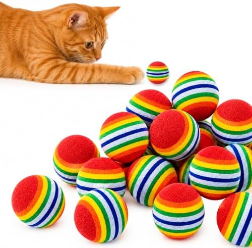 PET SHOW 100 Pack Cat Toy Balls Interactive for Indoor Cats Best Kitten Favorite Gift Soft Foam Ball Chase Quiet Playing Cats Stuff Supplies by PETSHOW