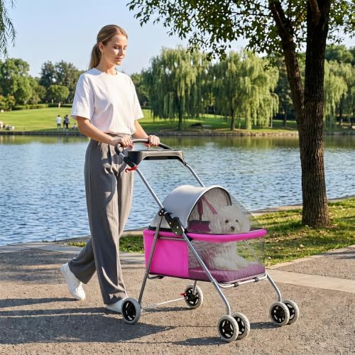 BestPet Foldable Pet Stroller for Small/Medium Dogs and Cats Up to 33 lbs - Image 2