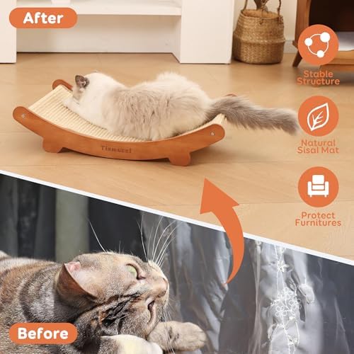 Sisal Cat Scratcher Bed, Beech Wood Cats Hammock,Cat Scratch Pad Indoor cat Toy,Durable Cat Scratching Post, Furniture Protector for Cats' Clawing and Play - Image 4