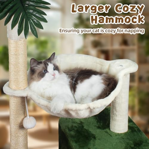 Fantasreen Cat Tree 38'' Tower with Large Hammock, Track Balls for Indoor Cats - Image 2