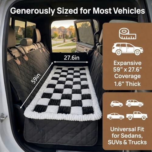RYNVALE 59"x 27.6" Thickened Dog Bed Mat for Car Back Seat with Laundry Bag - Image 4