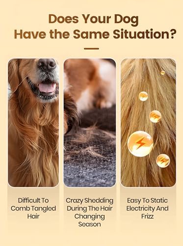 Dematting Comb and Deshedding Brush for Double-Coated Dogs and Cats,Undercoat Rake Pet Brush for long haired and Matted Fur Pets,Grooming Tool for Kitten, Puppy and Rabbit (Orange) - Image 4