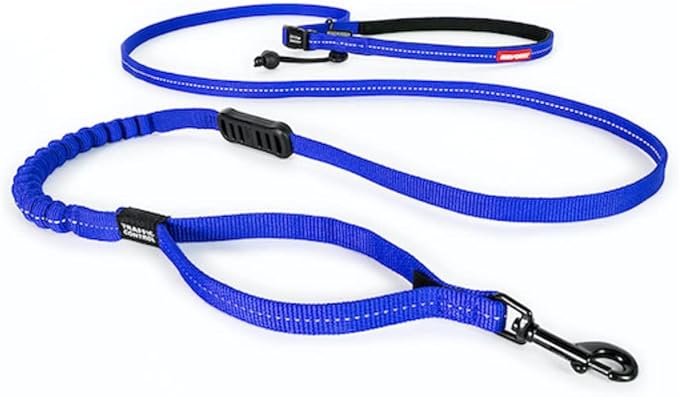 EzyDog Road Runner LITE Hands Free Dog Leash for 26lbs or Less – Waist Leash for Dog Walking, Jogging and Running with Zero Shock Bungee, Reflective Stitching, and Adjustable Waist (Lite, Blue)