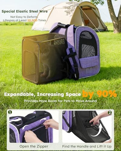 pecute Cat Backpack Expandable, Cat Carrier with Breathable Window - Image 4