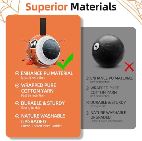 Diman Halloween Dog Toys, 7 Inch Dog Balls, Dog Soccer Ball with Straps - Image 7