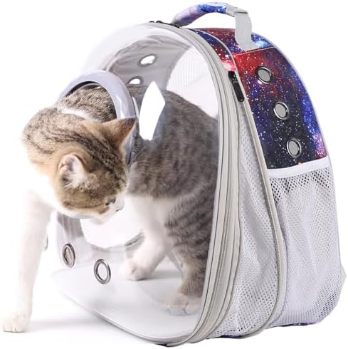 Pet Carrier Backpack for Large Cats and Small Dogs up to 20 Pounds, Space Capsule Astronaut Clear Bubble Backpack for Travel Hiking Camping Cat Carry Transport Book Bag (Galaxy Blue, Front Extension) - Image 6