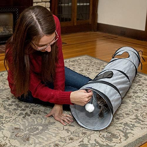 PetLike Cat Tunnel for Indoor Cats Collapsible Pop-up Pet Tube Peek Hole Hideaway Play Toys for Cats with Ball - Image 2