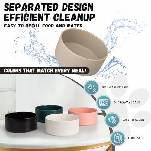 Raised Ceramic Dog Bowl Set with Stand, 2 Cups Elevated Dog Food Stand - Image 6