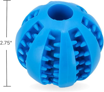 2 Pcs Non-Toxic Rubber Dog Toy Ball, 2.75 inch Durable & Tough Rubber Dog Treat Dispensing Puzzle Ball Chew Toy & IQ Training Toy for Small & Medium Sized Dogs (Blue & Turquoise)