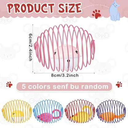 Jecery 5 Pcs Cat Toys Spring,Mouse and Bell,Multicolor - Image 2