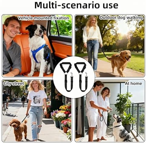 2-in-1 Car Seat Belt for Dogs, Headrest Dog Safety Harness & Leash - Adjustable Nylon Vehicle Pet Restraint, Tangle-Free Travel Solution for Small to Medium Dogs, 2-Pack - Image 5