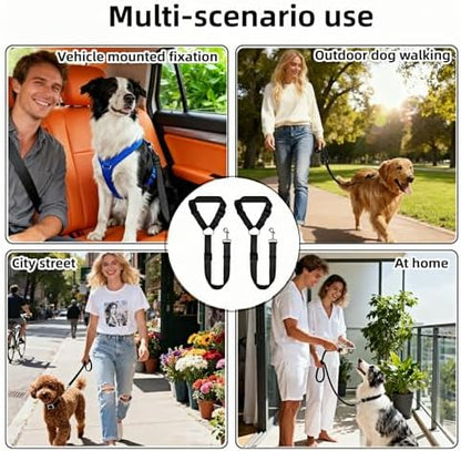 2-in-1 Car Seat Belt for Dogs, Headrest Dog Safety Harness & Leash - Adjustable Nylon Vehicle Pet Restraint, Tangle-Free Travel Solution for Small to Medium Dogs, 2-Pack - Image 5
