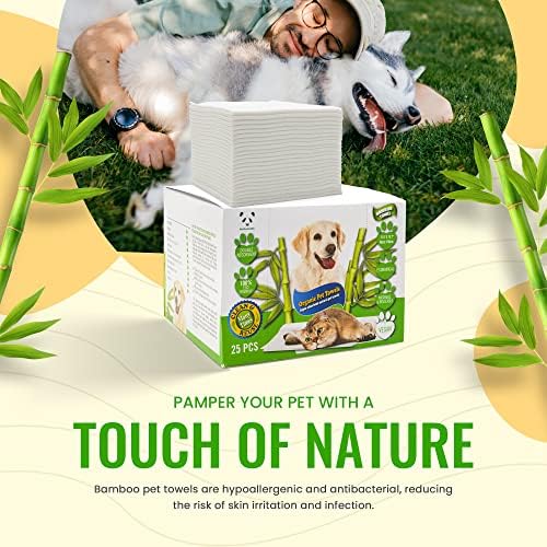 Bamboo Pet Towel 25 PCS - Reusable Bamboo Paper Towels for Dogs, Cats and Other Pets are Machine Washable Up to 5 Times | Disposable Pet Wipes for Drying and Cleaning Dirty Pets - Image 4