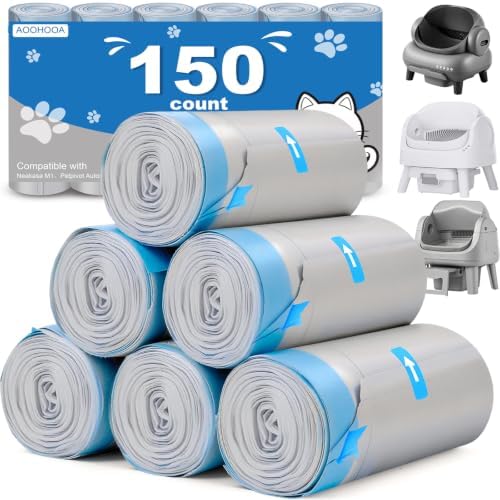 Cat Litter Bags for NeakM1 & Petpiv 11/12, Thick with Drawstring, 150 PCS by AOOHOOA