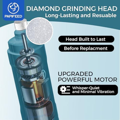 PAPIFEED Dog Nail Grinder with LED Light, Ultra Quiet 3-Speed Electric Nail File for Small Medium Large Dogs & Cats, Rechargeable Pet Nail Grinder Set with Nail Trimmer (Blue Kit) - Image 5