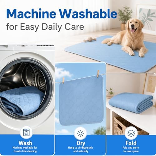 PatiencET Large Dog Cooling Mat, 32 x 44 in No-Gel Cooling Pad for Dogs, Cool Touch Nylon Pet Mat, Washable Dog Mat for Crate, Kennel, Bed, Floor, Sofa, Car, Blue - Image 4