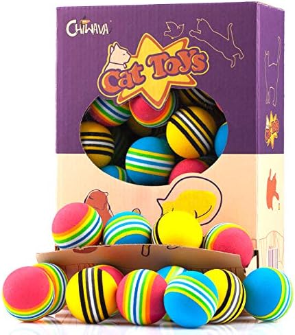 CHIWAVA 45PCS 1.7'' Foam Cat Toy Ball Rainbow Color Kitten Quiet Play Balls by Chiwava