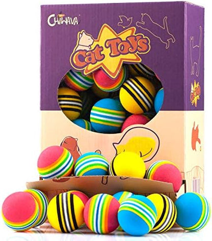CHIWAVA 45PCS 1.7'' Foam Cat Toy Ball Rainbow Color Kitten Quiet Play Balls by Chiwava
