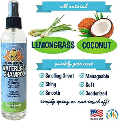 Bodhi Dog Waterless Shampoo for Dogs & Cats - Natural Dry Shampoo, Neutralizes Odor, No Rinse Needed, Safe for All Breeds - Made in USA - Lemongrass Scent (8 Fl Oz) - Image 3