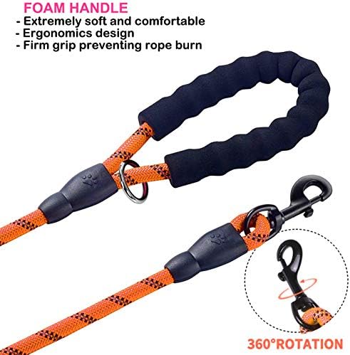 JSXD Heavy Duty Double Handle Dog Leash - 5 FT with Comfortable Padded & Reflective Rope for Small, Medium, Large Dogs (Rope-Orange) - Image 4