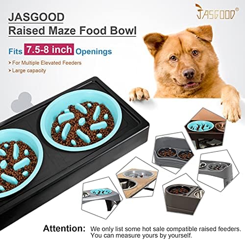 JASGOOD Slow Feeding Dog Bowl for Raised Pet Feeders Blue Maze Food Water Bowl Compatible with Elevated Diners(Blue,Fit Opening Fit Opening 7.5"-8") - Image 2