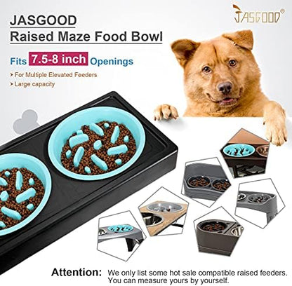 JASGOOD Slow Feeding Dog Bowl for Raised Pet Feeders Blue Maze Food Water Bowl Compatible with Elevated Diners(Blue,Fit Opening Fit Opening 7.5"-8") - Image 2