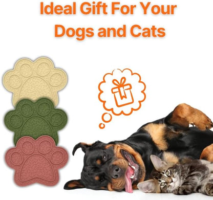 Lick Mat for Dogs & Cats 2 Pack, DOOGUES Slow Feeder Mat for Anxiety Relief, Non-Slip Suction Cups, Spread with Peanut Butter, Yoghurt, or Treats, Suitable for Small and Medium Pets (Green & Beige)