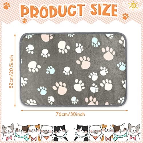 Tatuo 4 Pack Fleece Dog Blanket for Pet,Dark Gray,30 x 20.5 Inch,Paw - Image 3