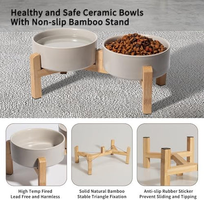 Elevated Ceramic Dog Bowl, 2 Cups Dog Food and Water Bowl Set with Stand - Image 3