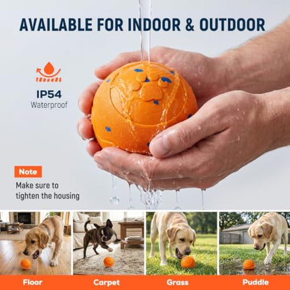 Interactive Dog Ball Toys - Automatic Moving, Bouncing Chew Toys, Wicked Balls with 3 Modes, E-TPU Vibrating Dog Ball for Small/Medium/Large Dogs, Birthday Gifts for Dogs(Orange) - Image 4