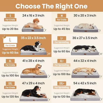 OhGeni Orthopedic Waterproof Med Large Dog Bed, Memory Foam, 35 inch(Gray) - Image 3
