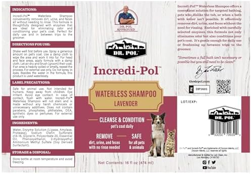 Dr. Pol Incredi-Pol Waterless Shampoo | Waterless Dog Shampoo & No-Rinse Pet Cleanser | Rinse Free Dog Shampoo for Smelly Dogs | Safe for All Pets & Animals | Lavender | 16 oz - Image 6