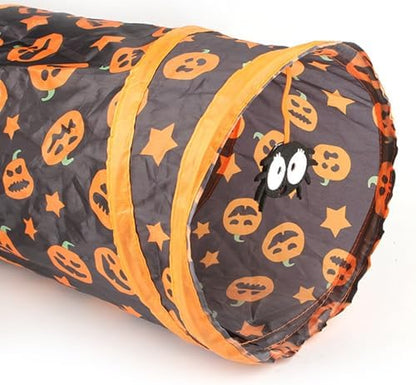 Halloween Cat Tunnel with Pumpkin Print Design - Single Collapsible Cat Play Tunnel for Cats & Kittens, Durable and Fun Halloween Pet Toy with Peek Hole - Image 2
