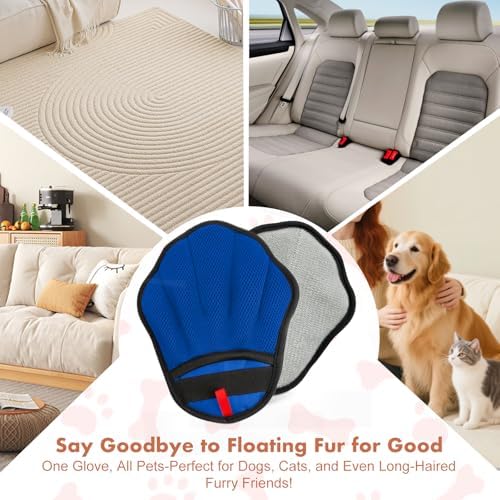 Pet Hair Removal Glove, Electrostatic Pet Hair Remover Glove for Cats & Dogs, Pet Hair Remover Tool for Laundry, Couch, Carpet, Car Seat - Upgraded Five-Finger, Reusable, Blue+Grey - Image 6