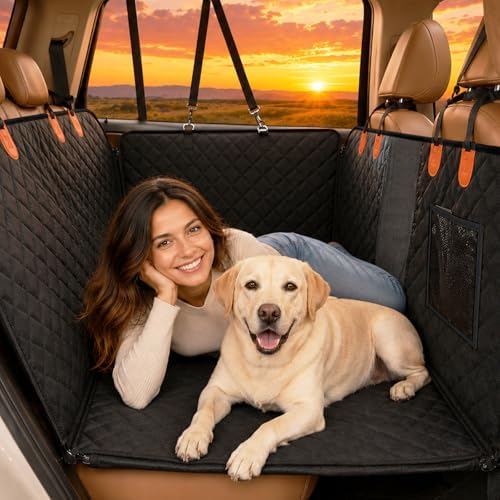 Egles Dog Car Seat Cover with Hard Bottom, Waterproof Back Seat Extender by Egles