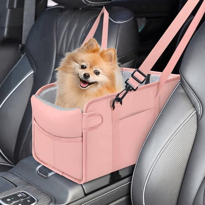 Portable Dog Car Seat for Small Dogs, Puppy Car Seat, Pink by NECKORY