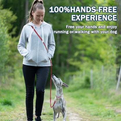 LWBMG Multi Function Leather Dog Leash - 8ft Genuine Leather Hands Free Double Ended Dog Training Leash for Small Medium Dogs - Red - Image 4