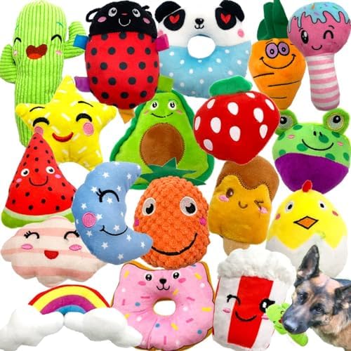 Jalousie 18 Pack Dog Squeaky Toys Cute Stuffed Pet Plush Puppy Chew for Small Medium Pets - Bulk by Jalousie