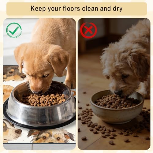 Nuxovilar Cute Canine Pet Food Mat Polyester 23.62x17.71 Inches - Image 5
