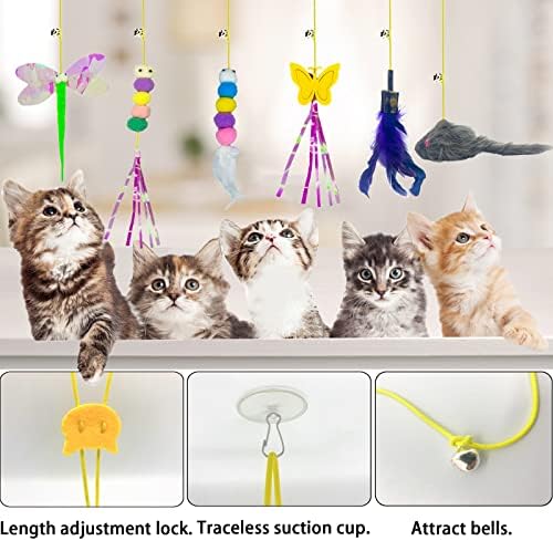 Cat Toy Hianging 6 Pcs Indoor Door Interactive Feather for Hunting - Image 4
