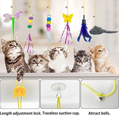 Cat Toy Hianging 6 Pcs Indoor Door Interactive Feather for Hunting - Image 4